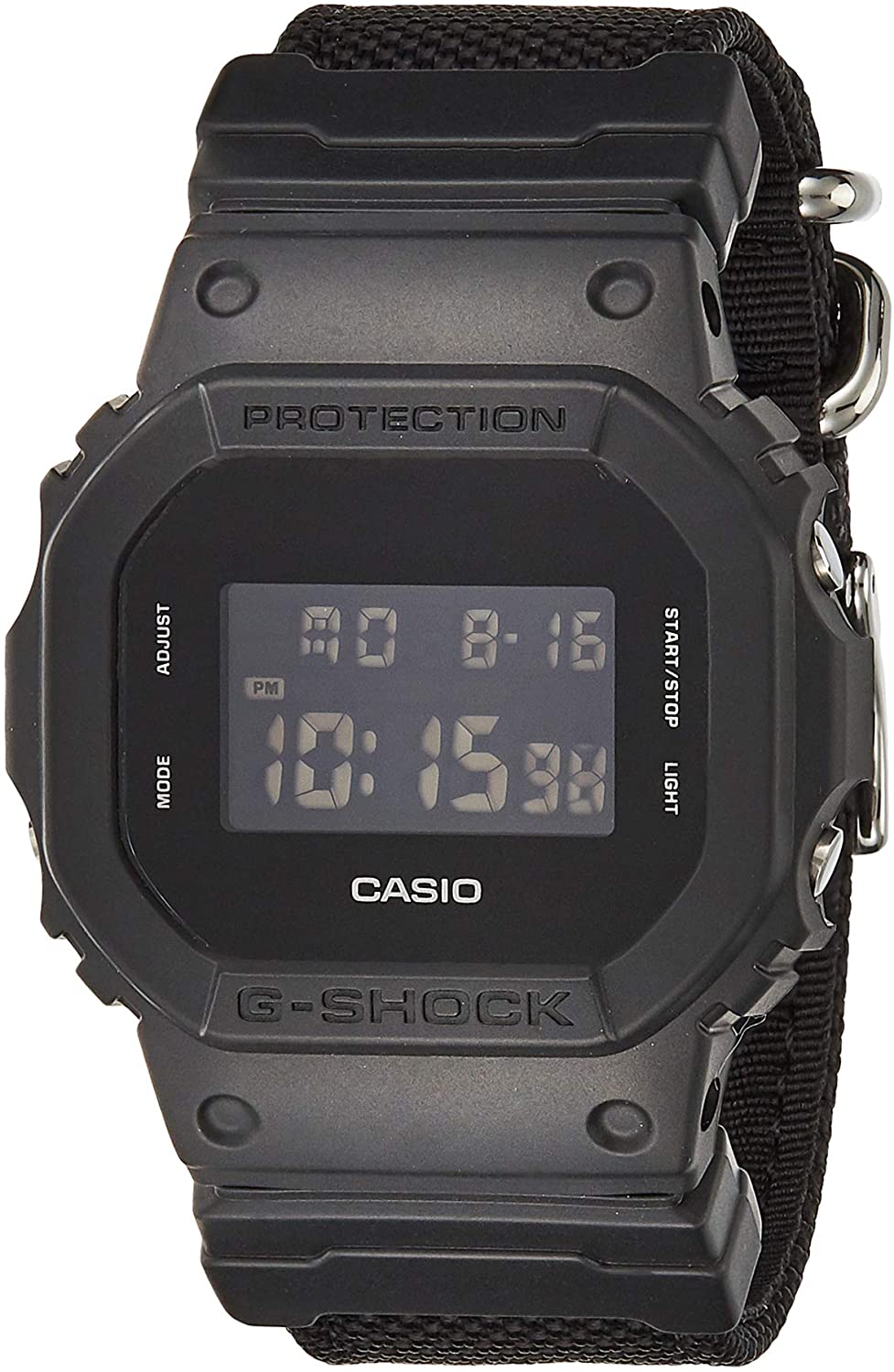 Casio G-Shock Standard Digital ALL Black LCD Nylon Fabric Band Watch DW5600BBN-1DR - Diligence1International