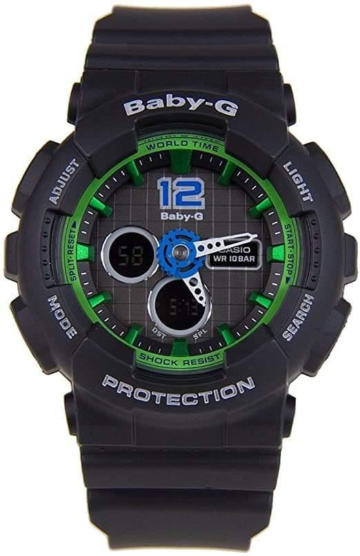 Casio Baby-G BA-120 Analog-Digital Black x Green x Blue Accents Watch BA120-1BDR - Diligence1International
