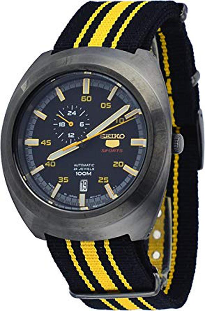 Seiko 5 Sports JAPAN Made 100M 24 Hour Sub-dial Black Helmet Turtle Automatic Men's Nylon Strap Watch SSA289J1 - Diligence1International
