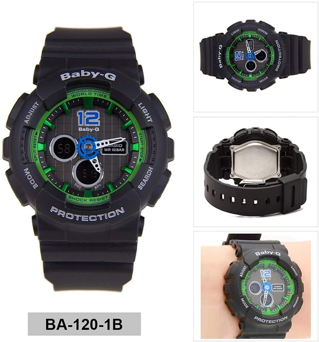 Casio Baby-G BA-120 Analog-Digital Black x Green x Blue Accents Watch BA120-1BDR - Diligence1International