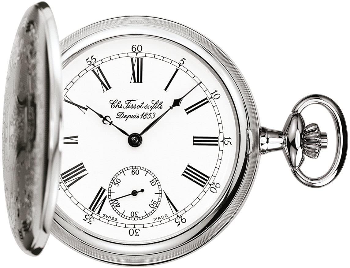 Tissot Swiss Made T-Pocket Savonnette Mechanical White Dial Pocket Watch T83.6.454.13 - Diligence1International