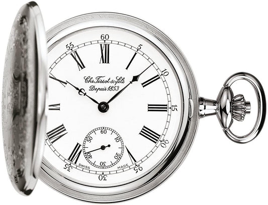 Tissot Swiss Made T-Pocket Savonnette Mechanical White Dial Pocket Watch T83.6.454.13 - Diligence1International