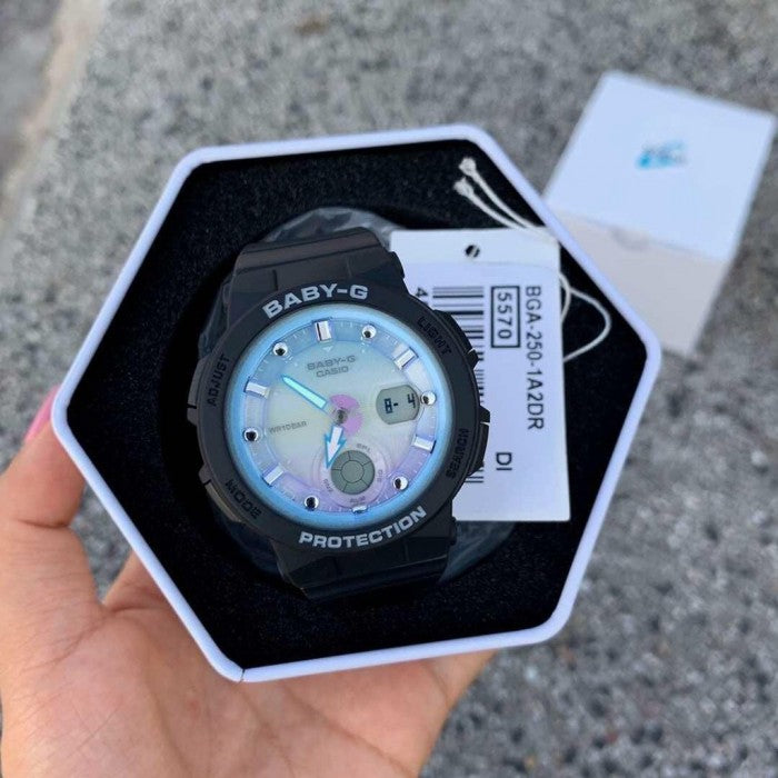 Casio Baby-G Beach Anadigi Traveler Series Blue Dial Black Watch BGA-250-1A2DR