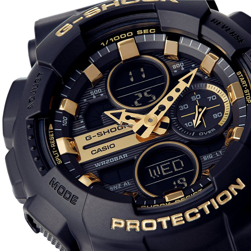 Casio G-Shock Sneaker S Series Analog-Digital Black x Gold Accents Ladies' Watch GMAS140M-1ADR