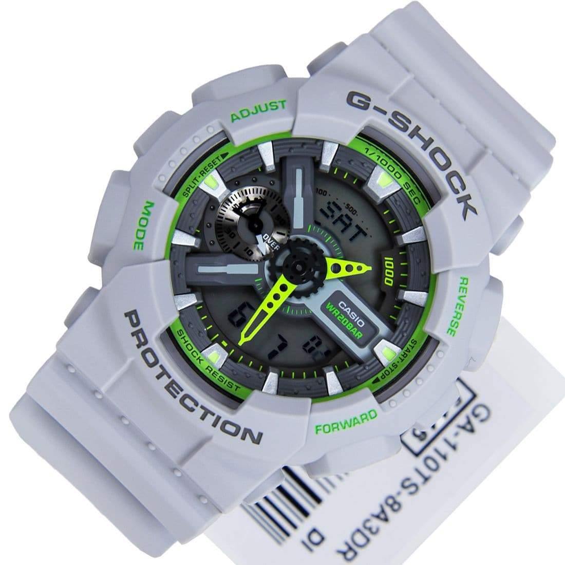 Casio G-Shock GA110 Series Anadigi Neon Color Dr. Doom Grey Hulk Watch GA110TS-8A3DR - Diligence1International