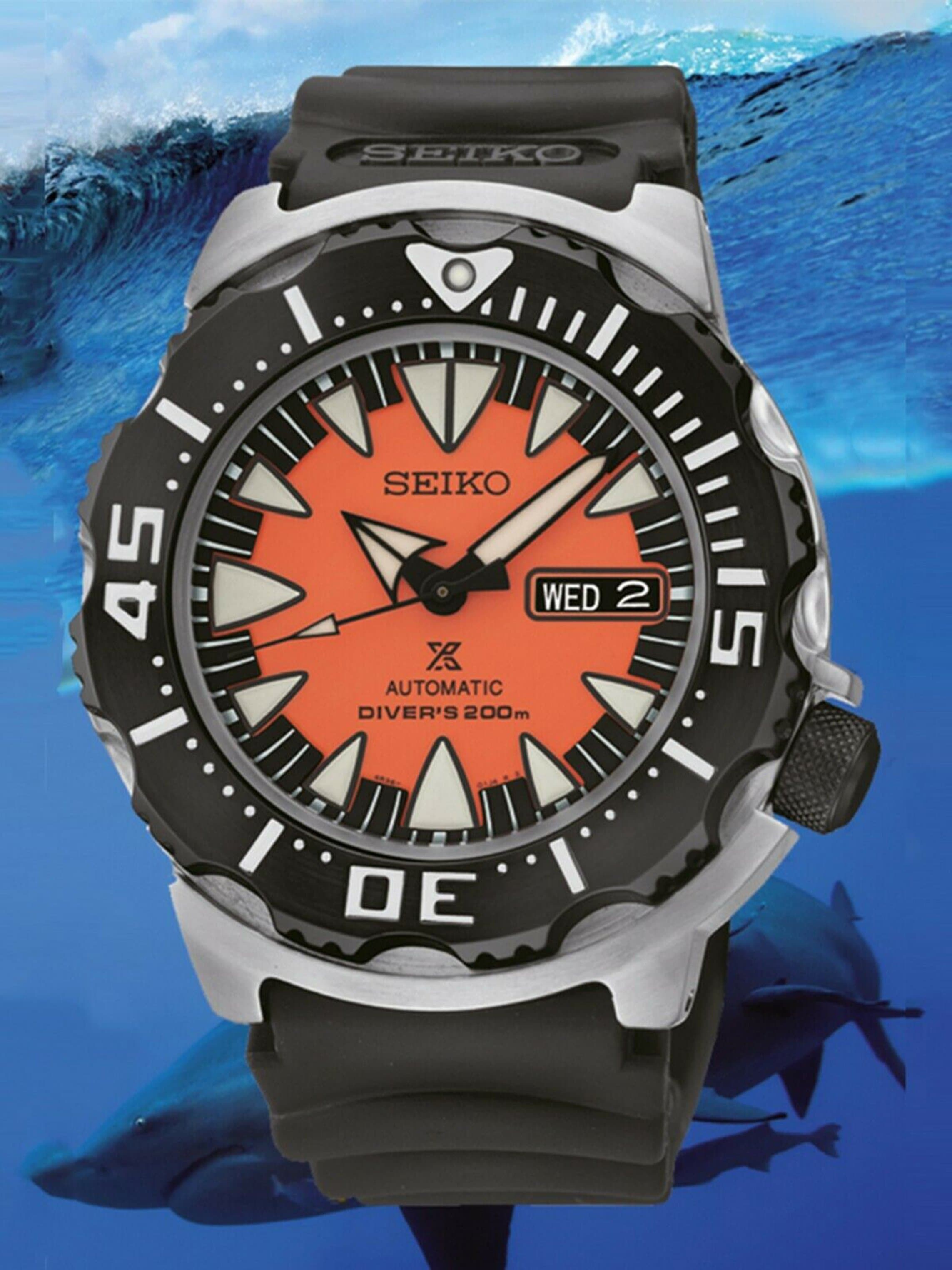Seiko Monster Orange Fang 2nd Gen Diver's Men's Rubber Strap Watch SRP315K1