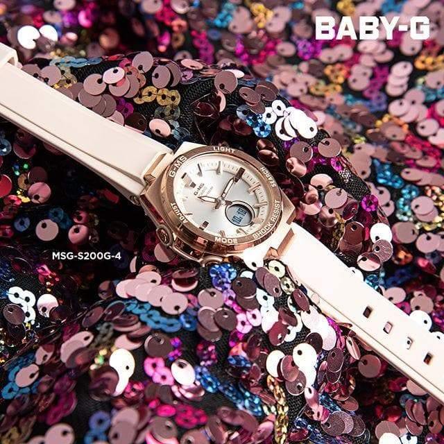 Casio Baby-G G-MS Anadigi Rose Gold Plated Silver Dial Light Pink Watch MSGS200G-4ADR - Diligence1International