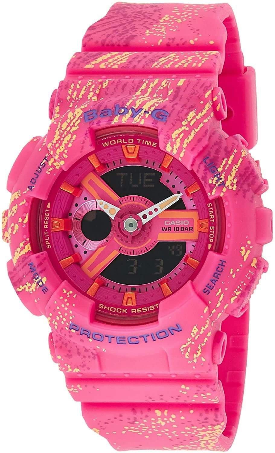 Casio Baby-G BA110 Tandem Series Anadigi Neon Pink x Multicolor Watch BA110TX-4ADR - Diligence1International