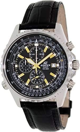 Casio Edifice Aviator Chronograph Black Dial Men's Leather Strap Watch EF-527L-1AV - Diligence1International