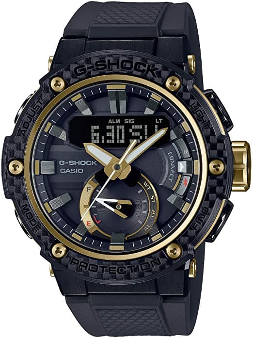 Casio G-Shock G-Steel Mobile link Bluetooth Anadigi Black x Gold Accents Watch GSTB200X-1A9DR - Diligence1International