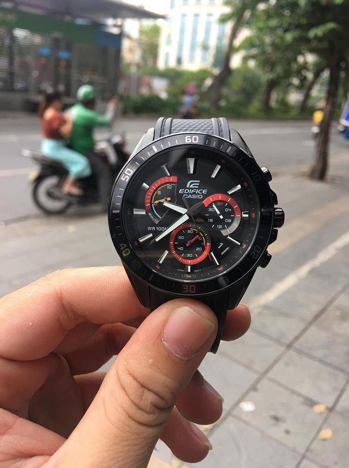 Casio Edifice Chronograph All Black Men's PVD Rubber Strap Watch EFR-552PB-1AV - Diligence1International