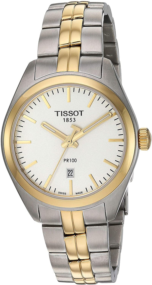 Tissot Swiss Made T-Classic PR100 2 Tone Gold Plated Ladies' Watch T1012102203100