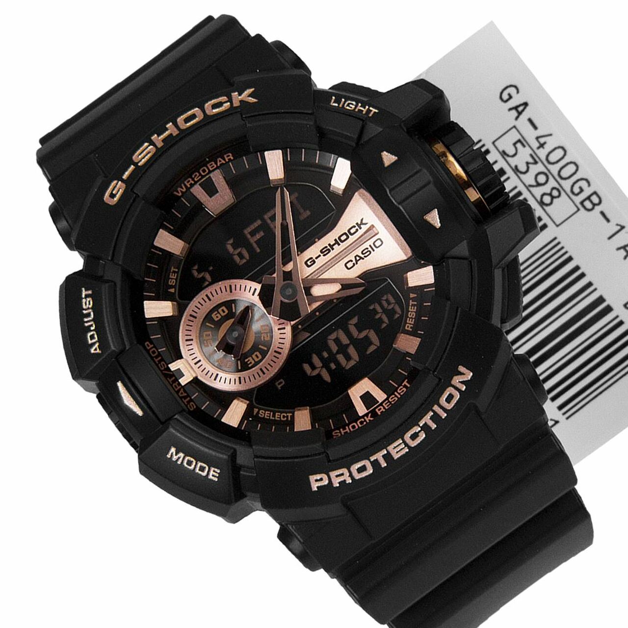 Casio G-Shock Big Case Analog-Digital Black x Rose Gold Tone Accents Watch GA400GB-1A4DR