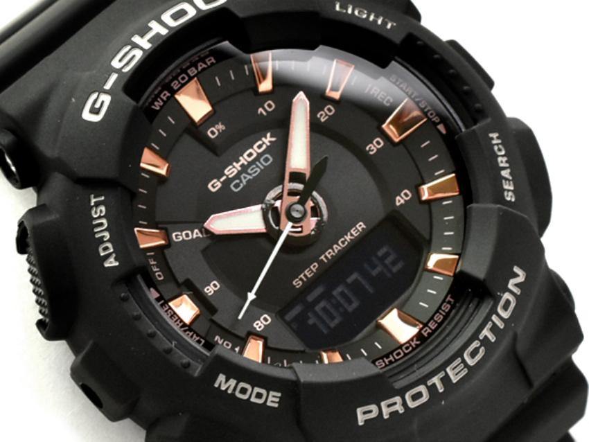 Casio G-Shock S Series Anadigi Black with Rose Gold Accents Ladies' Watch GMAS130PA-1ADR - Diligence1International