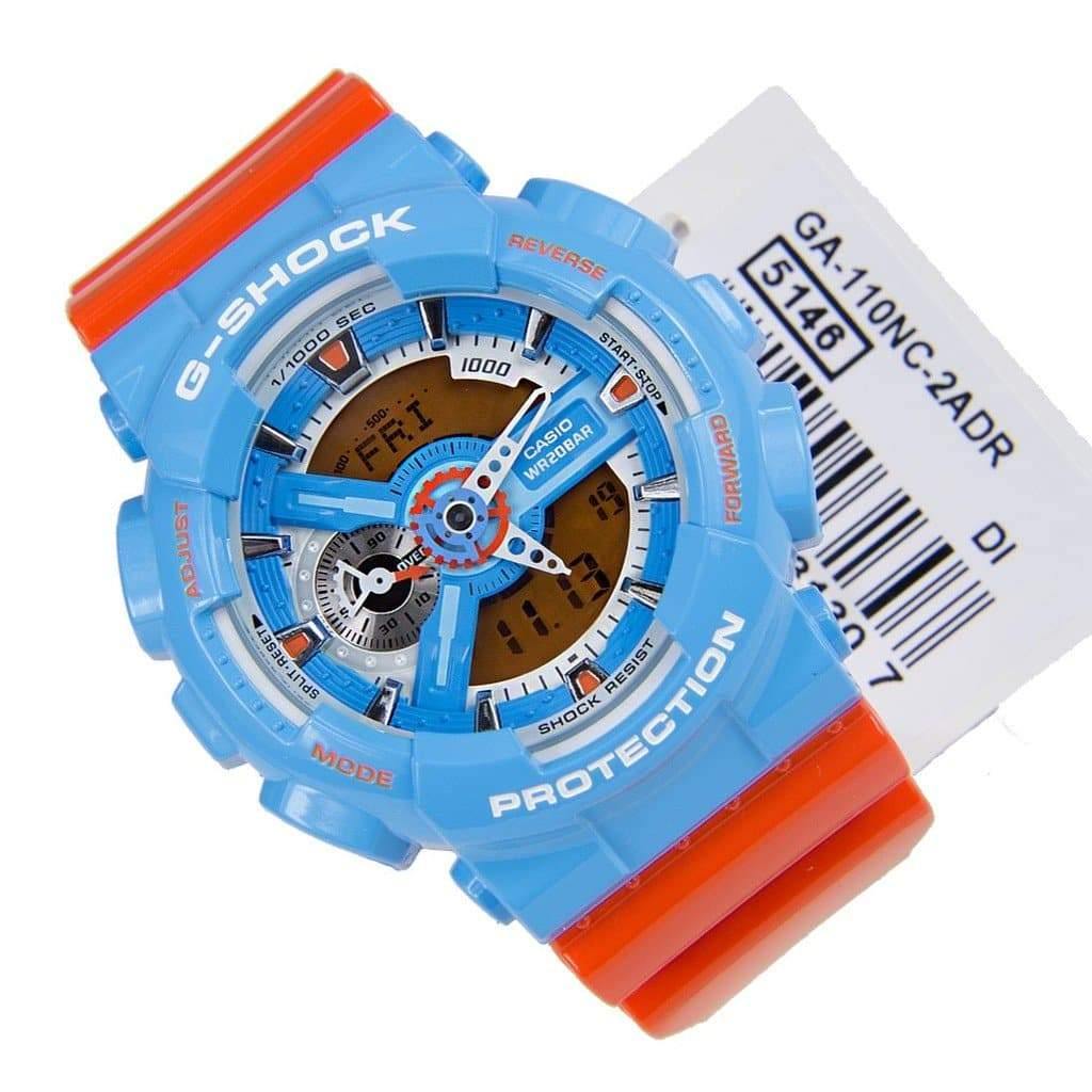 Casio G-Shock GA110 Series Anadigi Hyper Color Sky Blue x Orange Watch GA110NC-2ADR - Diligence1International