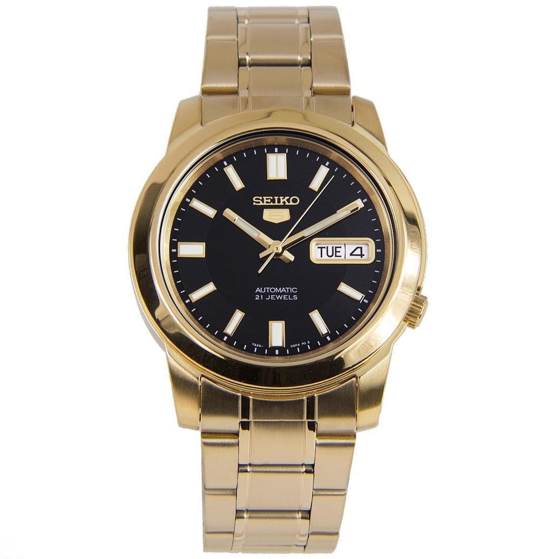 Seiko 5 Classic Black Dial Couple's Gold Plated Stainless Steel Watch Set SNKK22K1+SYM602K1 - Diligence1International