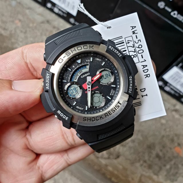 Casio G-Shock Standard Analog-Digital Black x Silver Accents Watch AW590-1AHDR