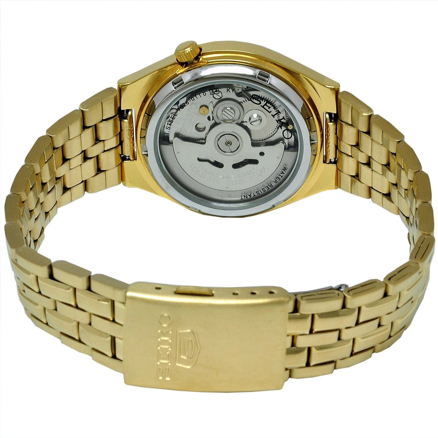 Seiko 5 Classic Mens Size Black Dial Gold Plated Stainless Steel Strap Watch SNKL66K1 - Diligence1International