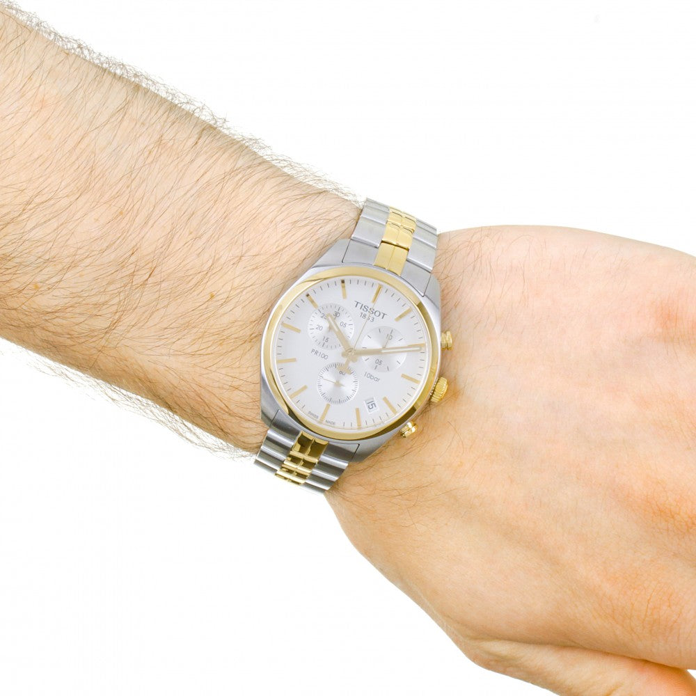 Tissot Swiss Made T-Classic PR100 Chronograph 2 Tone Gold Stainless Steel Men's Watch T1014172203100 - Diligence1International