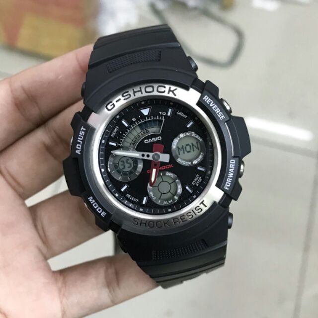 Casio G-Shock Standard Analog-Digital Black x Silver Accents Watch AW590-1AHDR