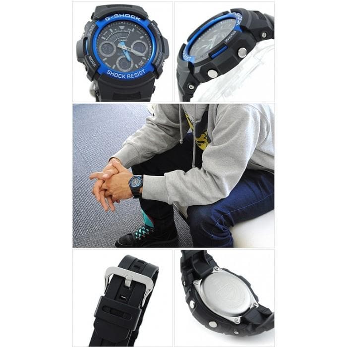 Casio G-Shock Standard Analog-Digital Black x Blue Watch AW591-2ADR - Diligence1International