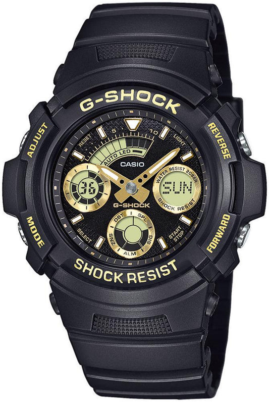 Casio G-Shock Standard Analog-Digital Black x Gold Accents Watch AW591-2ADR - Diligence1International