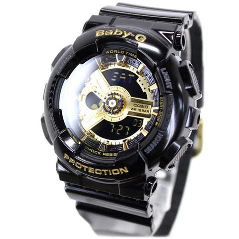 Casio Baby-G BA-110 Black & Gold Series Analog-Digital Black x Gold Dial Watch BA110-1ADR - Diligence1International