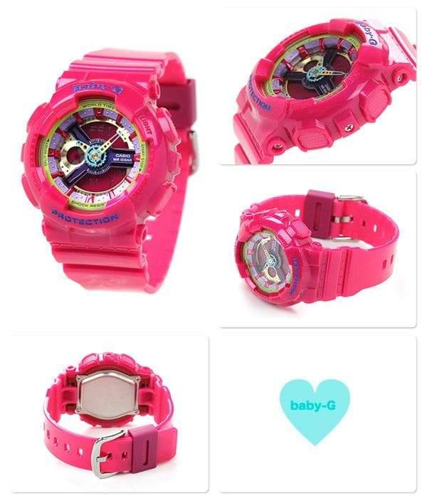Casio Baby-G BA110 Series Anadigi Neon Color Pink x Multicolor Dial Watch BA112-4ADR - Diligence1International