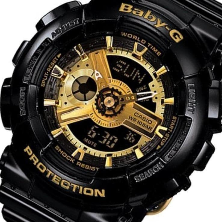 Casio Baby-G BA-110 Black & Gold Series Analog-Digital Black x Gold Dial Watch BA110-1ADR - Diligence1International