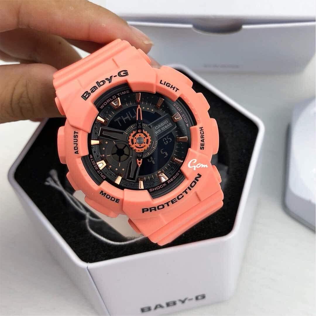 Casio Baby-G BA-110 Series Standard Anadigi Peach Matte Orange x Black Dial Watch BA111-4A2DR - Diligence1International