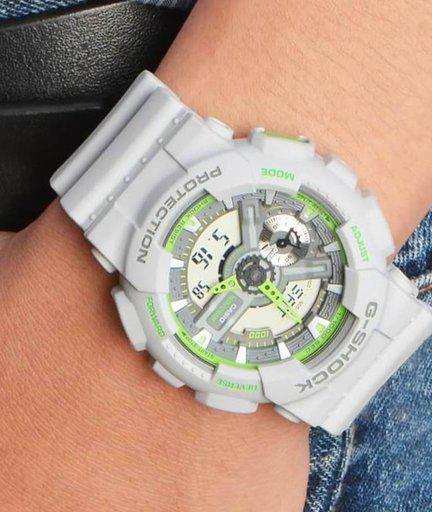 Casio G-Shock GA110 Series Anadigi Neon Color Dr. Doom Grey Hulk Watch GA110TS-8A3DR - Diligence1International