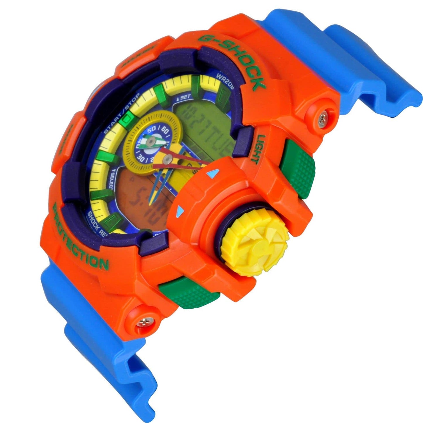 Casio G-Shock Dragon Ball Z Anadigi Hyper Colors Orange x Sky Blue x Green x Yellow Accents Watch GA400-4ADR - Diligence1International