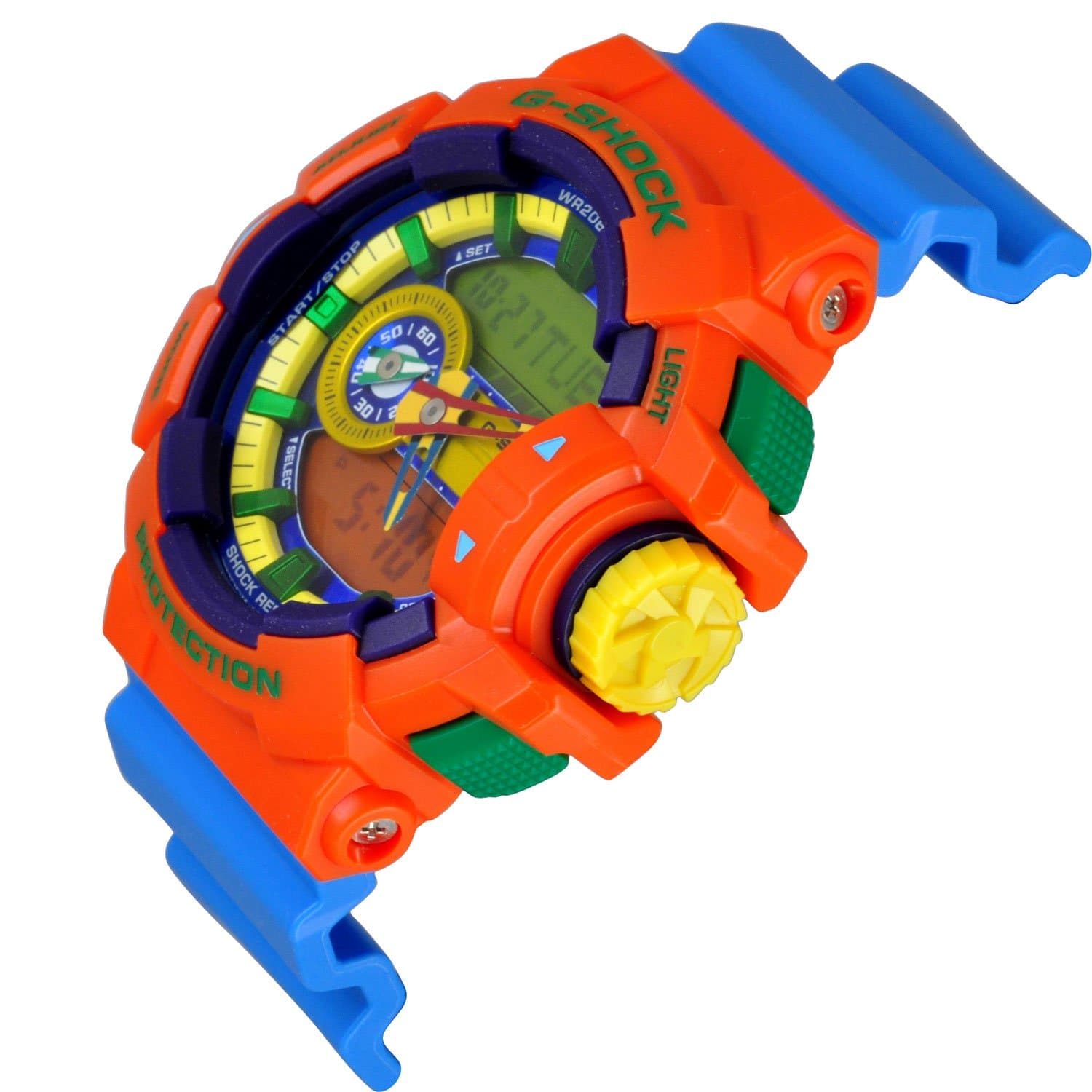 Casio G-Shock Dragon Ball Z Anadigi Hyper Colors Orange x Sky Blue x Green x Yellow Accents Watch GA400-4ADR - Diligence1International