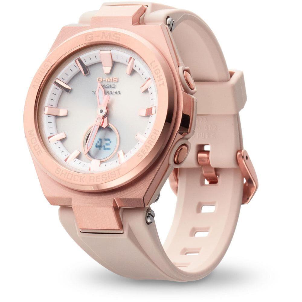 Casio Baby-G G-MS Anadigi Rose Gold Plated Silver Dial Light Pink Watch MSGS200G-4ADR - Diligence1International