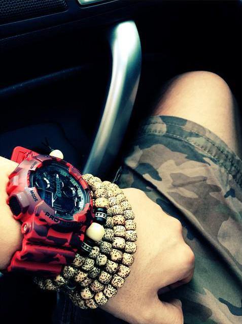 Casio G-Shock Military Black Camo Print Dial Red Camo Watch GA100CM-4ADR - Diligence1International