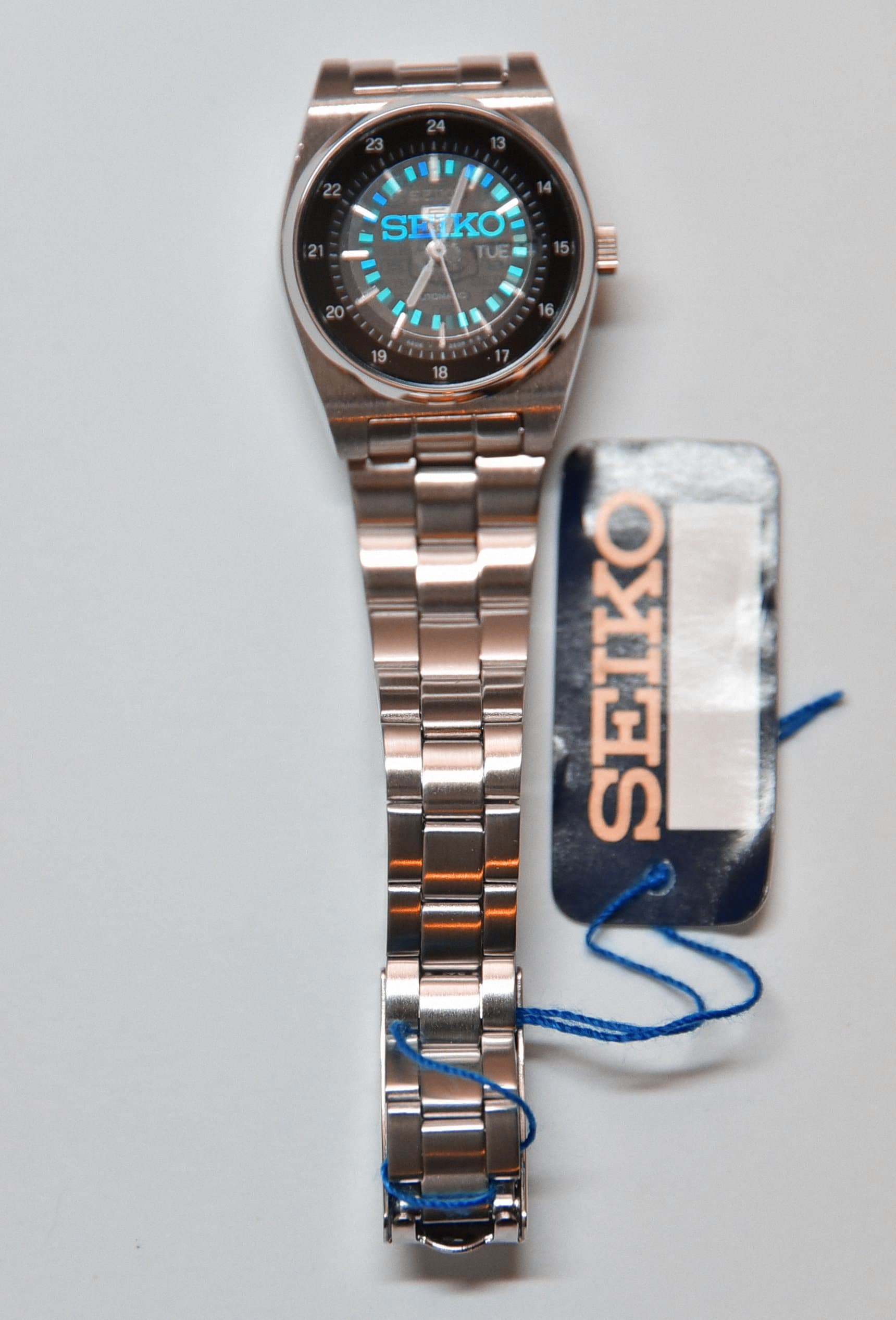 Seiko 5 Classic Ladies Size Ultra Rare Military Time Black Dial Stainless Steel Strap Watch SUAE03K1 - Diligence1International