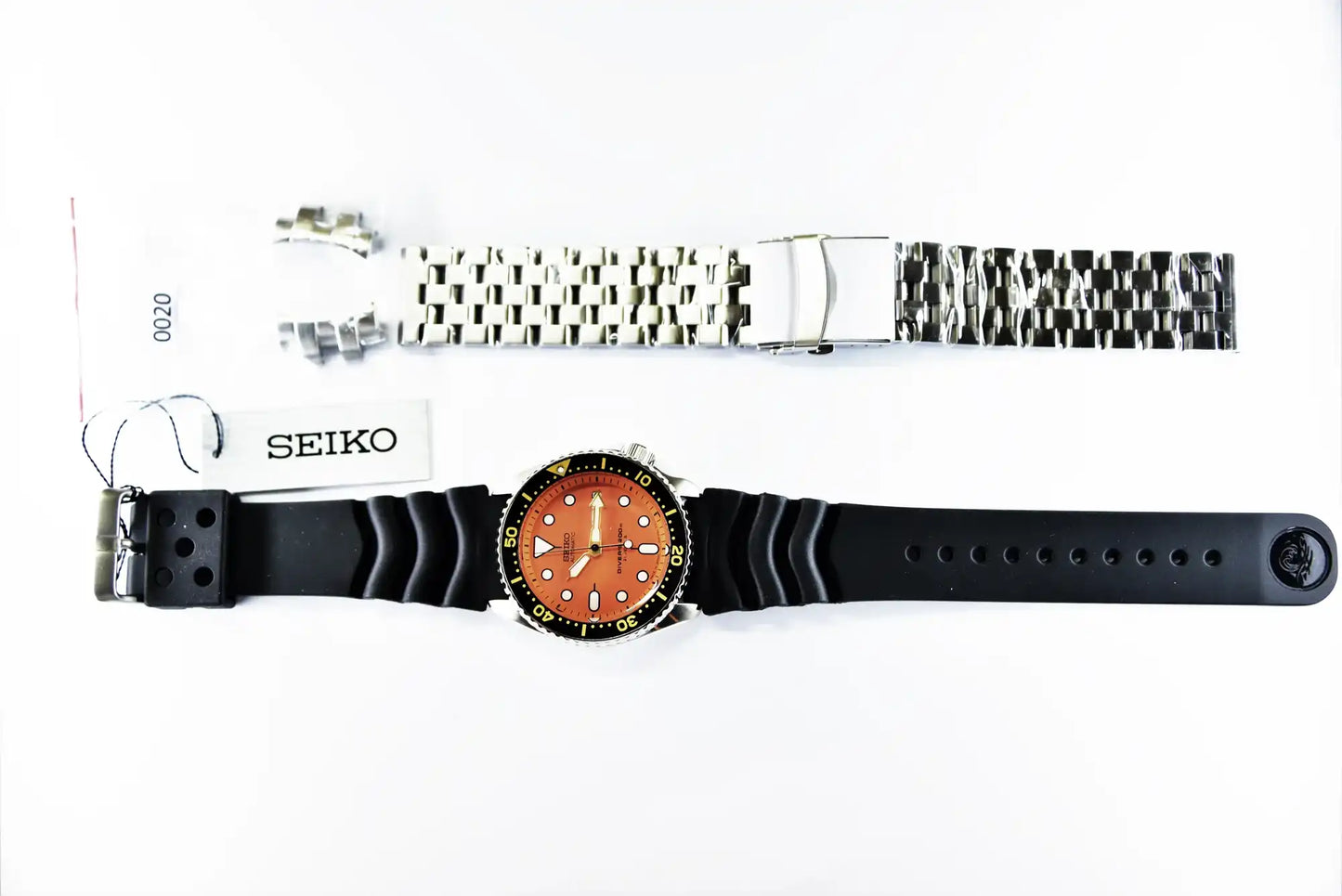 Seiko Japan Made Orange SKX 200M Diver's Men's Rubber+Engineer Type II 316L S/S Strap Watch SKX011J1 SET - Diligence1International