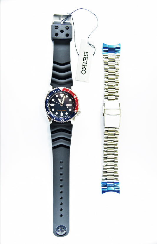 Seiko Pepsi SKX Diver's 200M Men's Rubber+Endmill 316L S/S Strap Watch SKX009K1 SET - Diligence1International