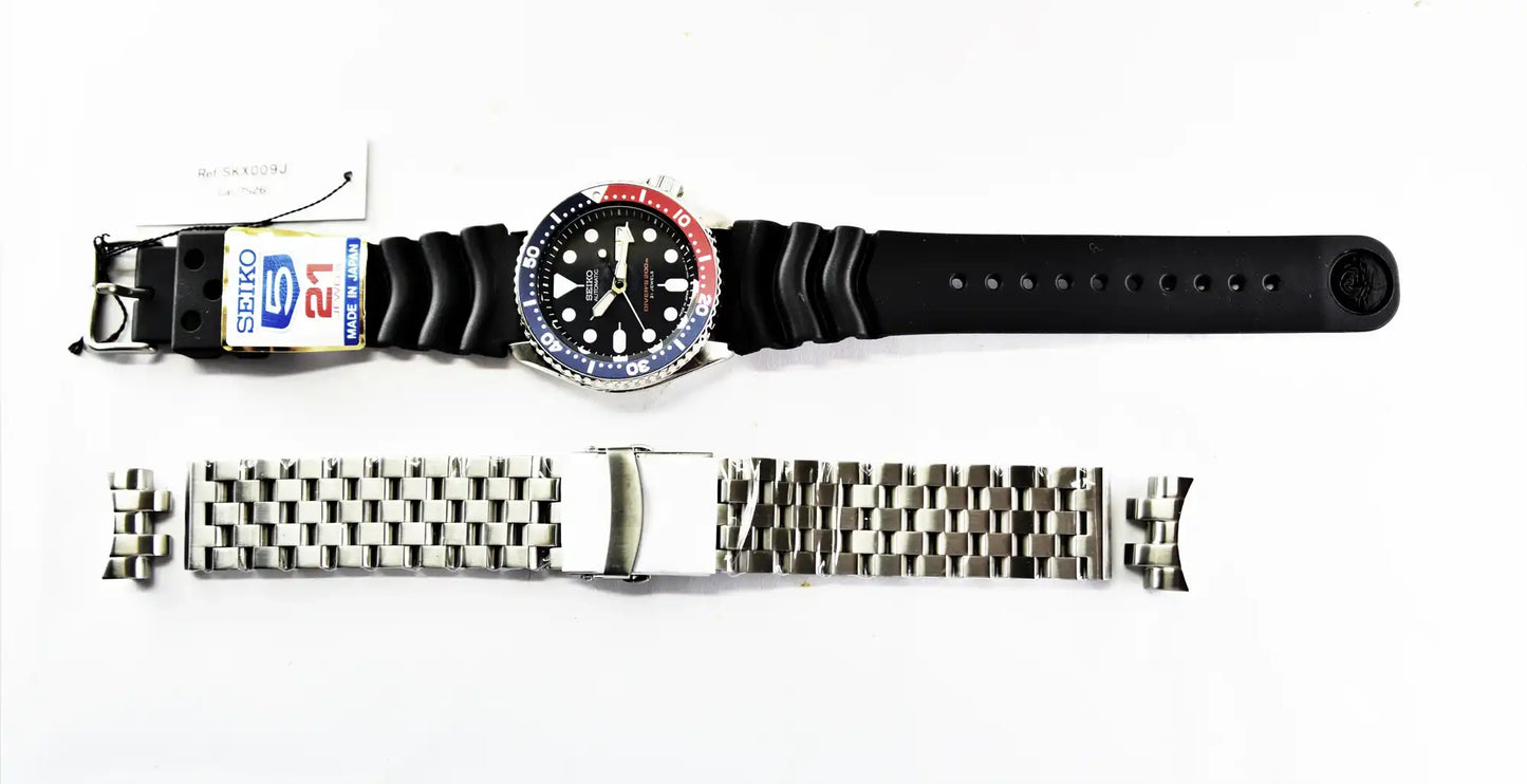 Seiko Japan Made Pepsi SKX 200M Diver's Men's Rubber+Engineer Type II 316L S/S Strap Watch SKX009J1 SET - Diligence1International
