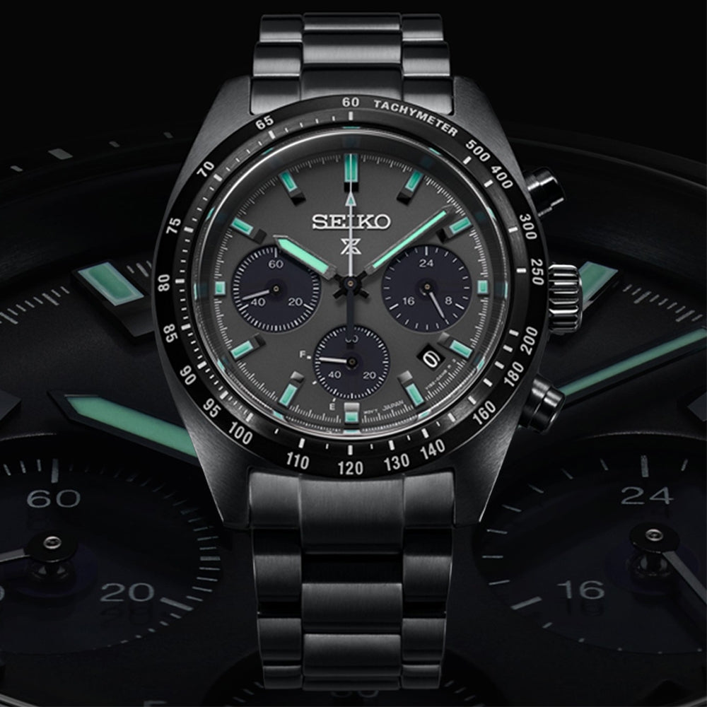 Seiko Prospex Solar Men's Chronograph Watch SSC917P1 Black Series Night Speedtimer