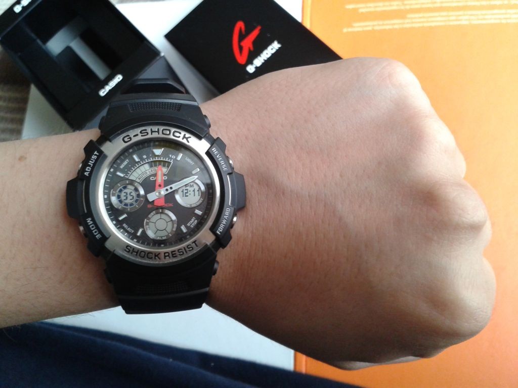 Casio G-Shock Standard Analog-Digital Black x Silver Accents Watch AW590-1AHDR