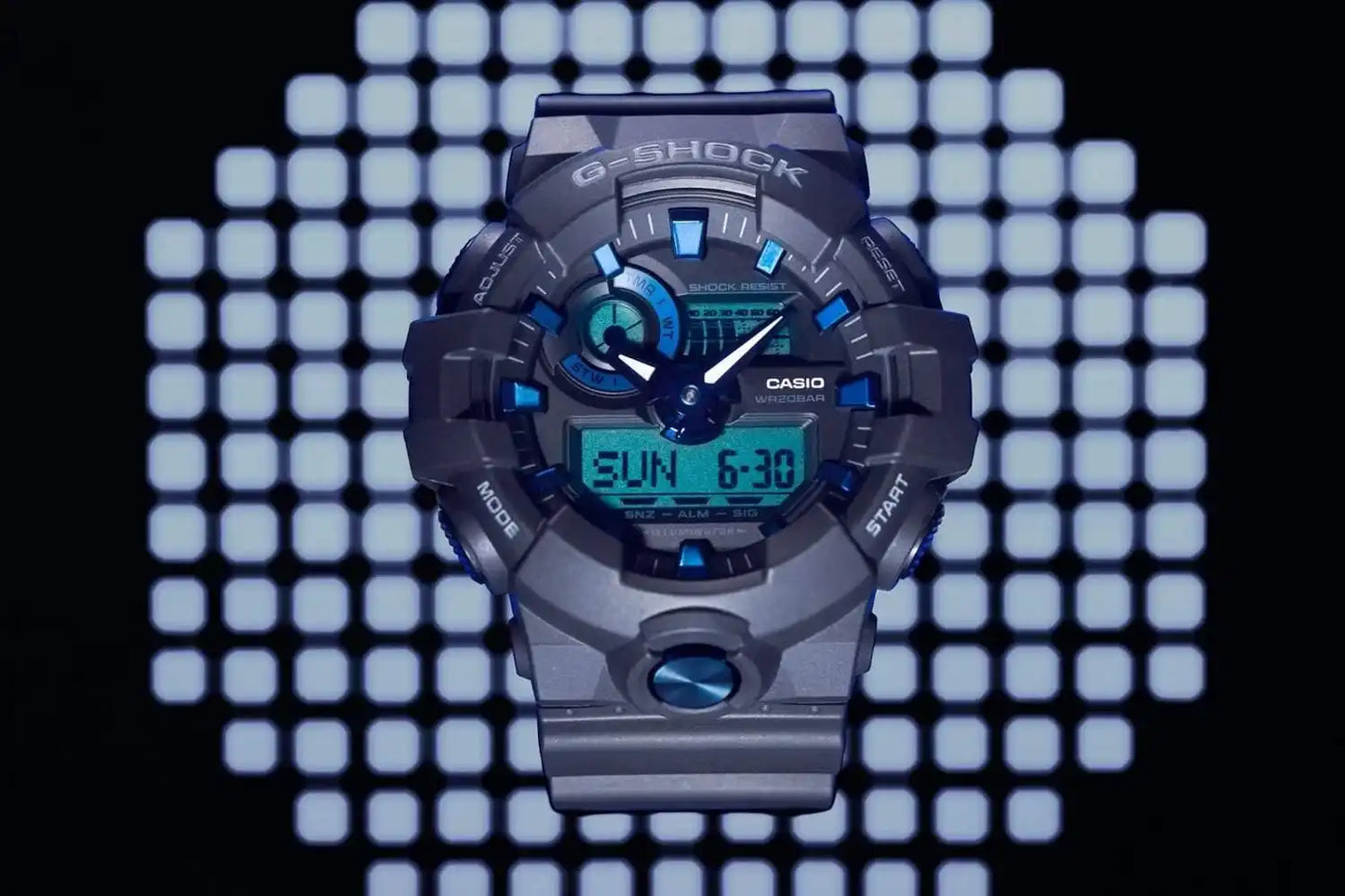Casio G-Shock Analog-Digital Black x Metallic Blue Accents Watch GA710B-1A2DR - Diligence1International