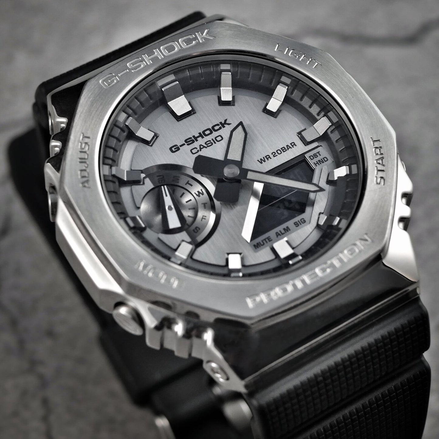 Casio G-Shock Carbon Core Guard Stainless x Grey AP CasiOak Men's Metal Case Watch GM2100-1ADR