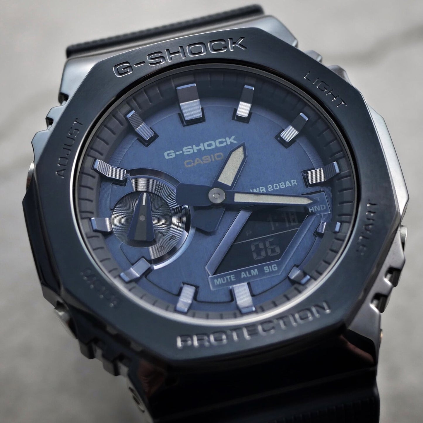 Casio G-Shock Carbon Core Guard Ion Blue AP CasiOak Men's Metal Case Watch GM2100N-2ADR