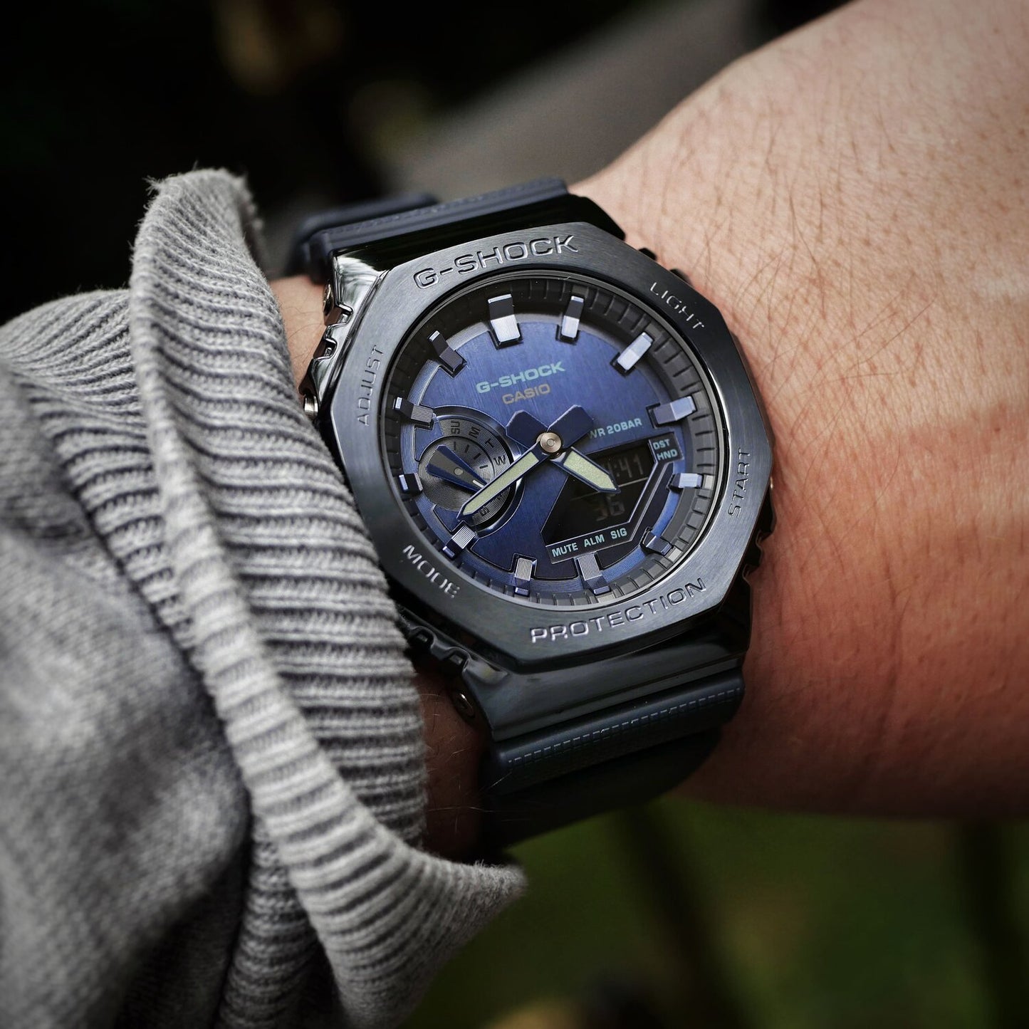 Casio G-Shock Carbon Core Guard Ion Blue AP CasiOak Men's Metal Case Watch GM2100N-2ADR