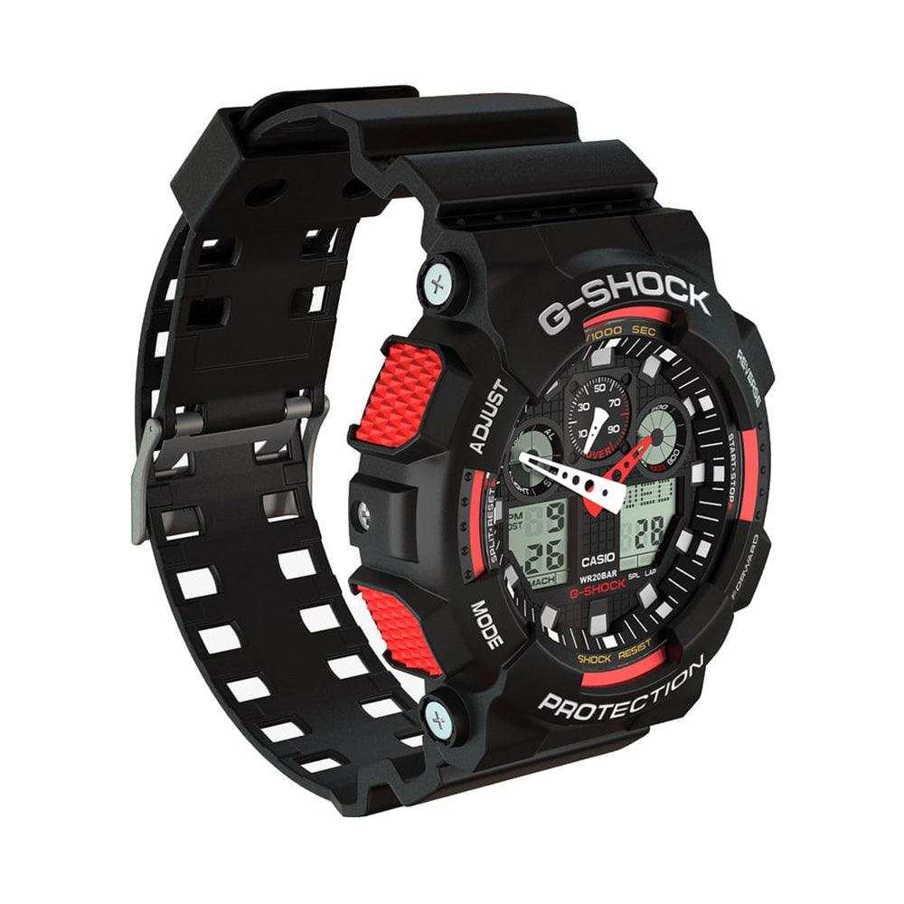 Casio G-Shock Analog-Digital Black x Red Accents Watch GA100-1A4DR