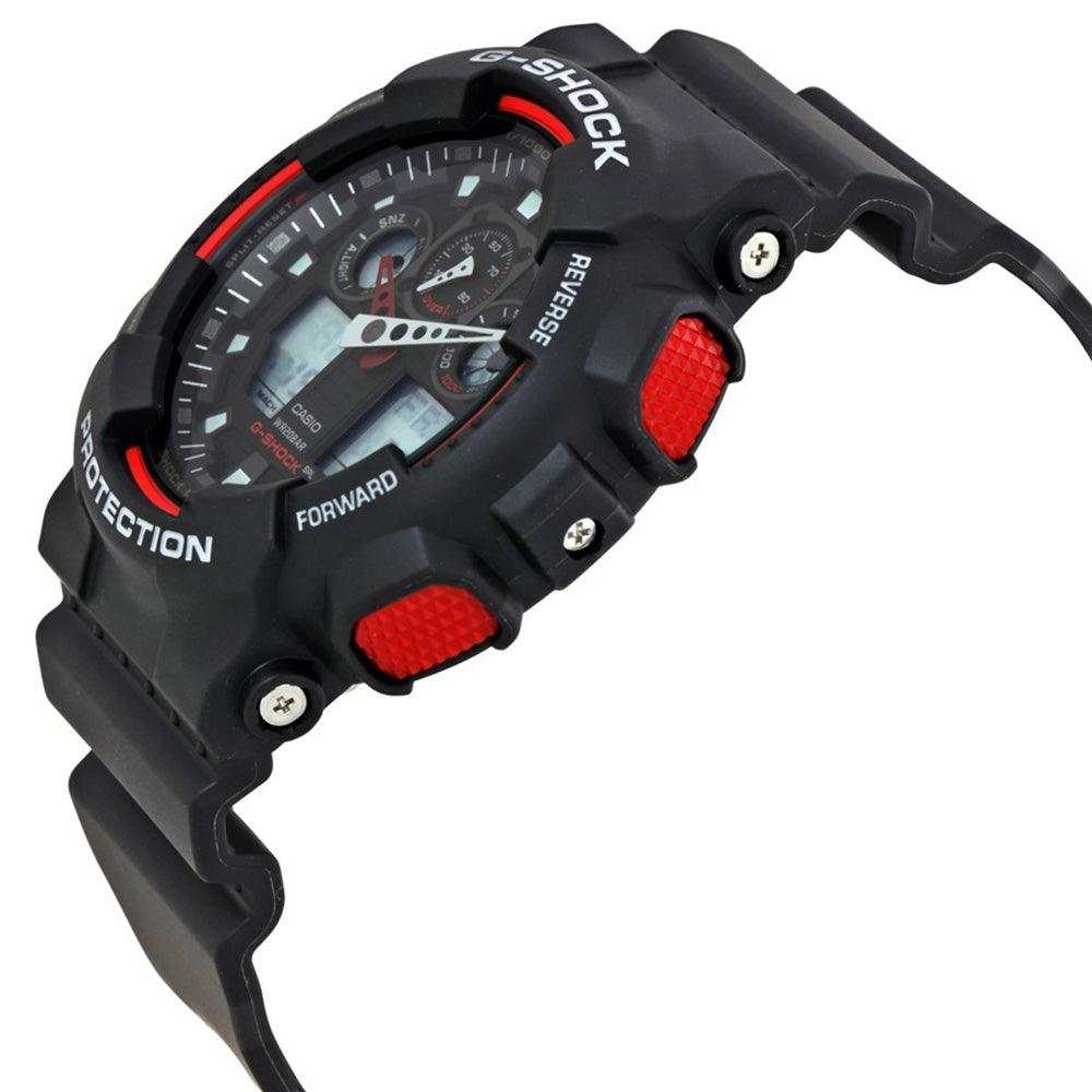 Casio G-Shock Analog-Digital Black x Red Accents Watch GA100-1A4DR