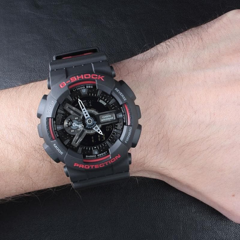 Casio G-Shock GA110 Series Analog-Digital Black x Red x Silver Accents Last Dance Watch GA110HR-1ADR - Diligence1International