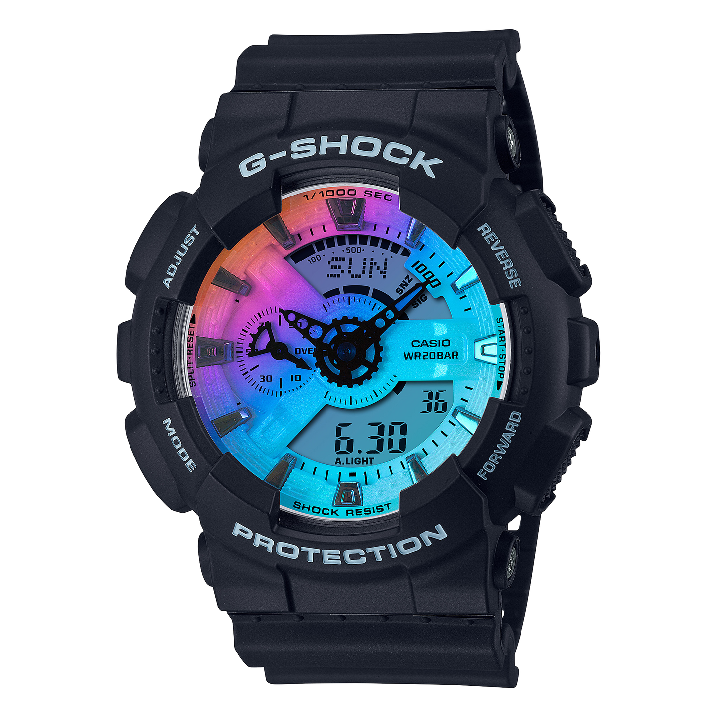 Casio G-Shock Anadigi Rainbow Vapor Dial Black Watch Casio GA110SR-1ADR
