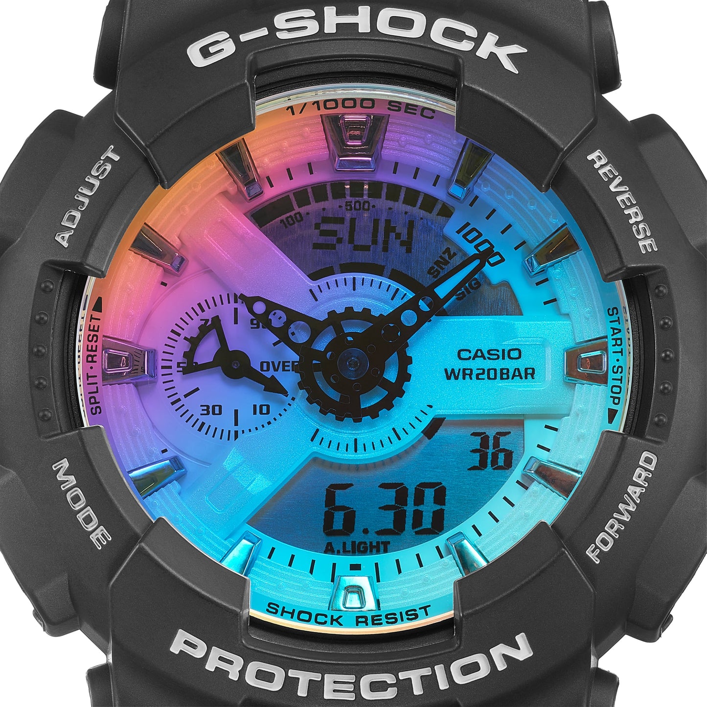 Casio G-Shock Anadigi Rainbow Vapor Dial Black Watch Casio GA110SR-1ADR